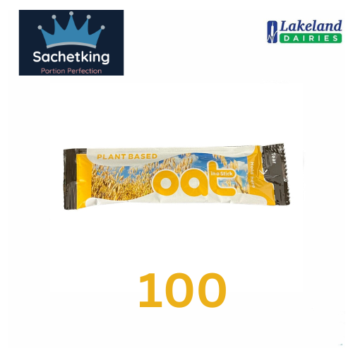 100 x Lakeland Oat Milk Sticks 10ml Long Life Plant Based Portions Sachets