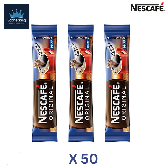 50 x Nescafé Original decaff Decaffeinated sachets Sticks Instant Coffee Single