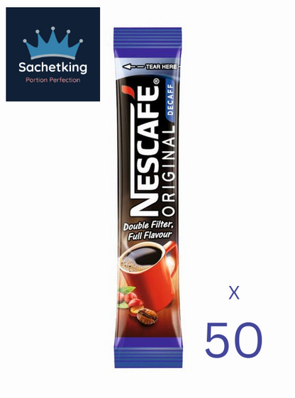 50 x Nescafé Original decaff Decaffeinated sachets Sticks Instant Coffee Single