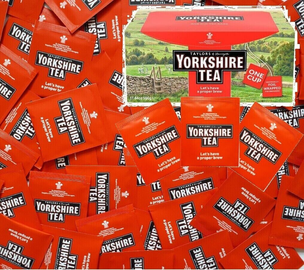 25  x YORKSHIRE Tea Bags SACHETS Individual ENVELOPED Tagged Bag 100% Classic