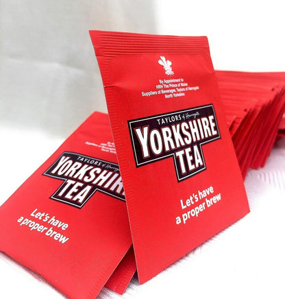 25  x YORKSHIRE Tea Bags SACHETS Individual ENVELOPED Tagged Bag 100% Classic