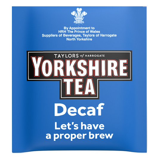 100 xYorkshire Decaf Tea Sachet Individual Enveloped Tagged Tea Bag - Black Tea