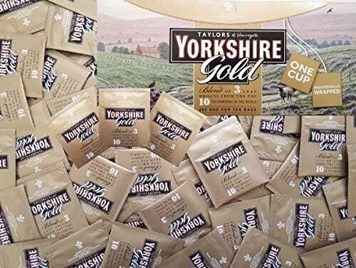 100 x Yorkshire Gold Tea Sachet - Individual Enveloped Tagged Tea Bag  Black Tea